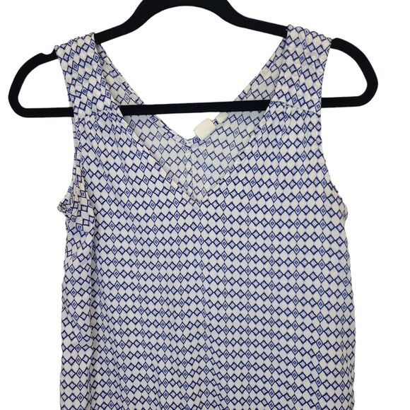 GAP Women's XS Sleeveless V-neck Geometric Print Shift Flowy Dress Blue White - Picture 3 of 13